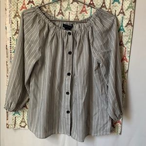 New Sanctuary blouse gray with black stripes